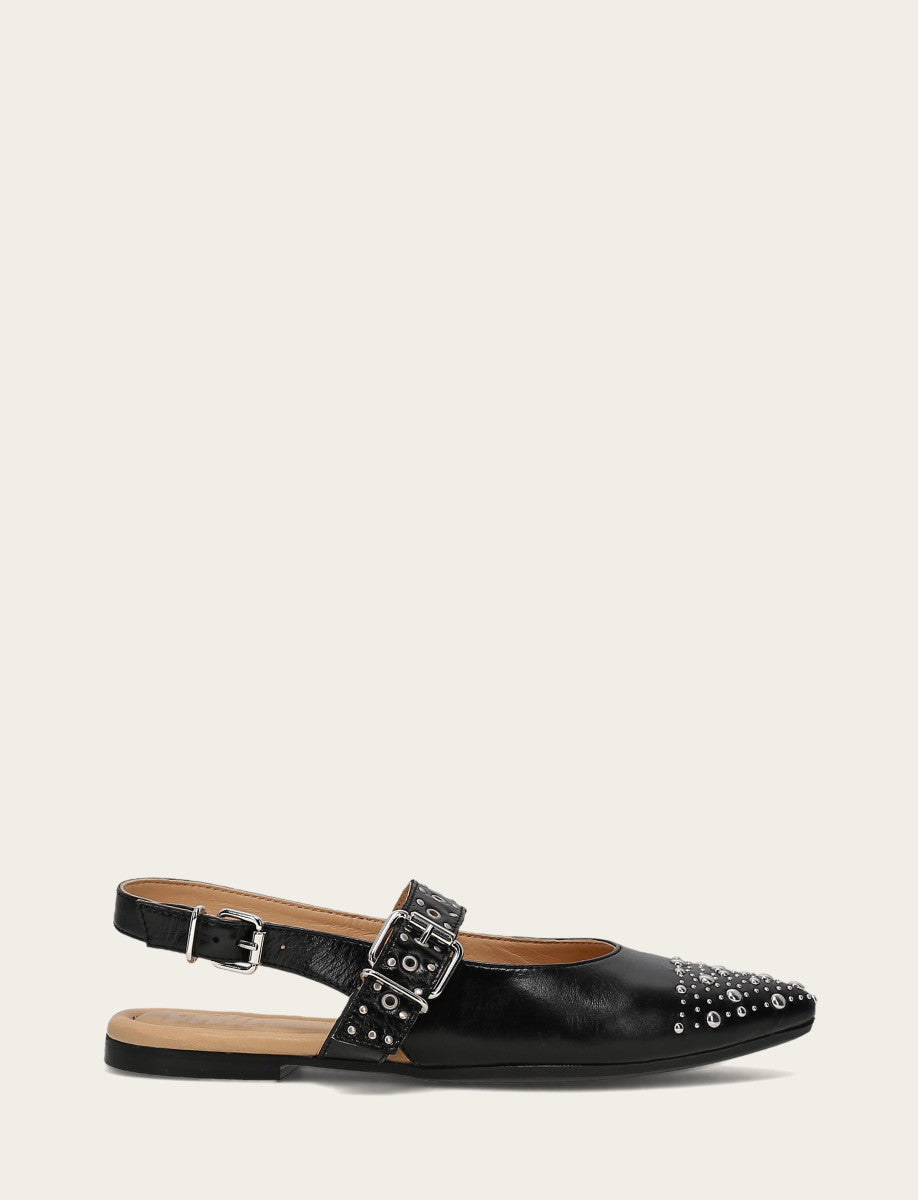 Frye Signature - Women's Black Heather Slingback Studded Shoe