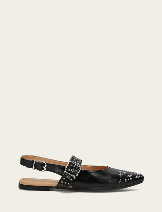 Frye Signature - Women's Black Heather Slingback Studded Shoe