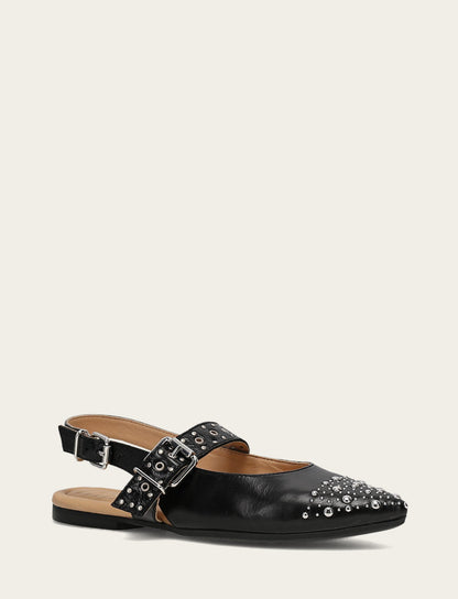 Frye Signature - Women's Black Heather Slingback Studded Shoe