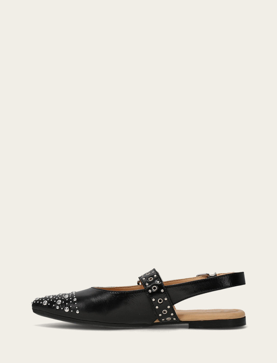 Frye Signature - Women's Black Heather Slingback Studded Shoe