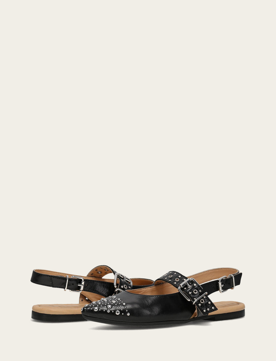 Frye Signature - Women's Black Heather Slingback Studded Shoe
