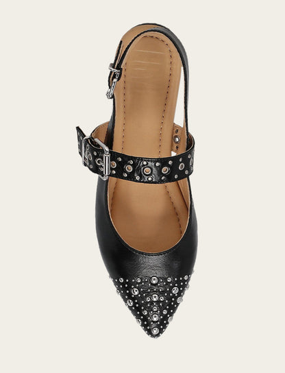 Frye Signature - Women's Black Heather Slingback Studded Shoe