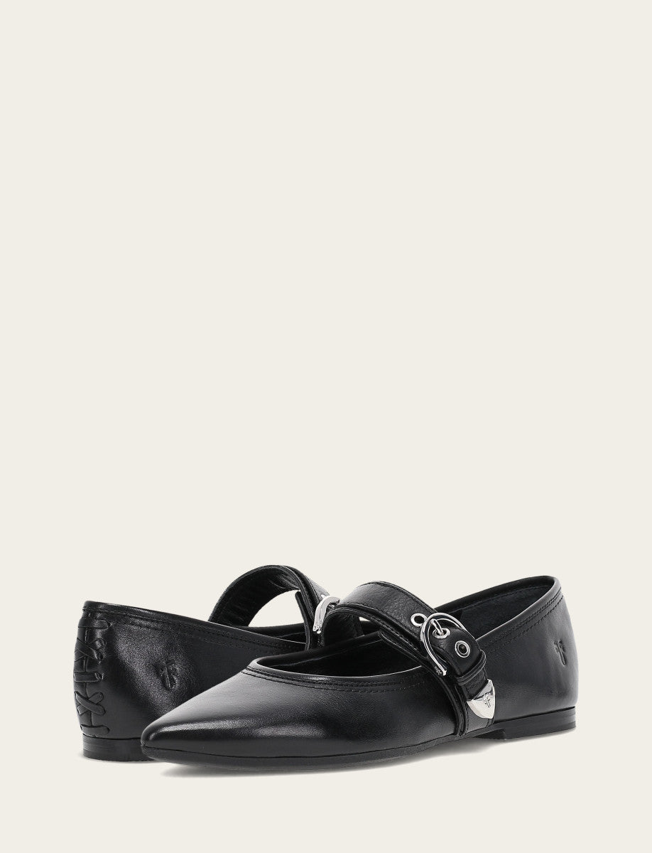 Frye Value - Women's Black Heather Buckle Mary Jane Flats