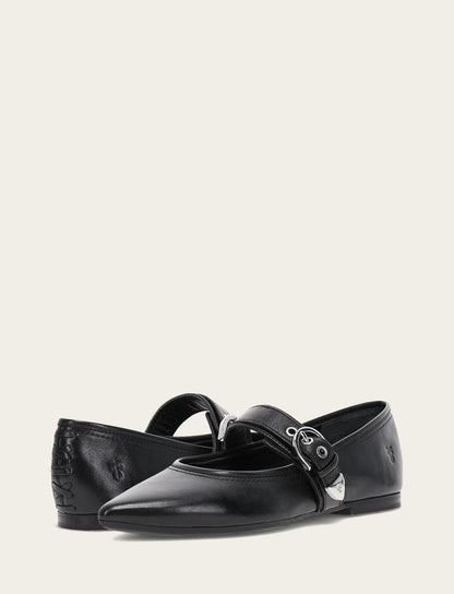 Frye Value - Women's Black Heather Buckle Mary Jane Flats