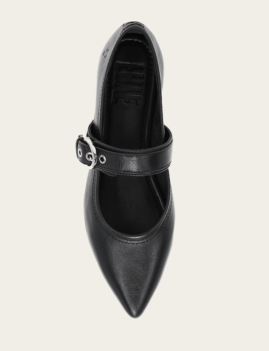 Frye Value - Women's Black Heather Buckle Mary Jane Flats