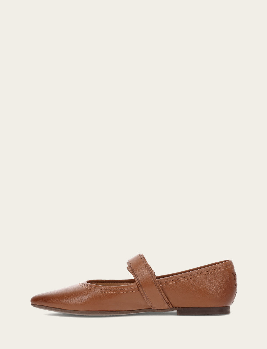 Frye Special Offer - Women's Dark Latte Heather Buckle Mary Jane Flats