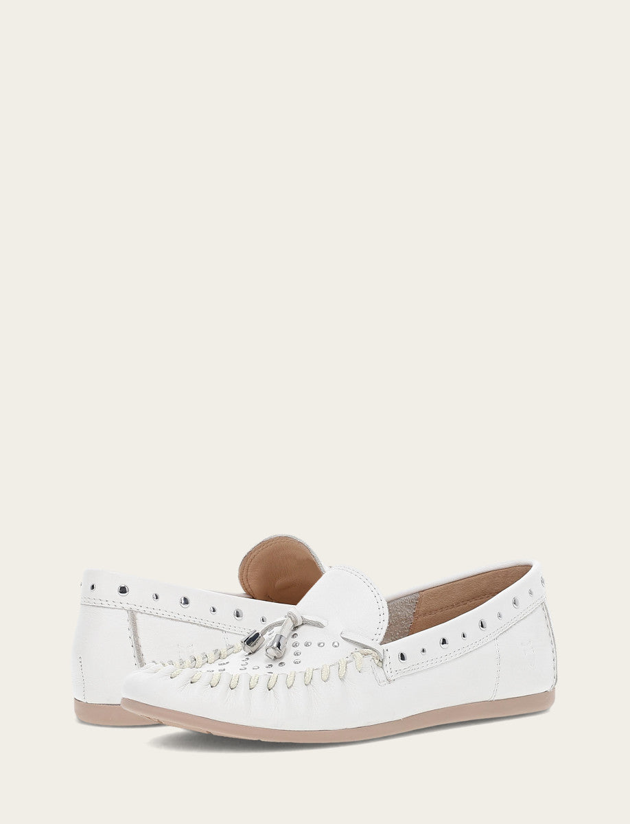 Frye Smart Buy - Women's White Naya Stud Moc Loafers
