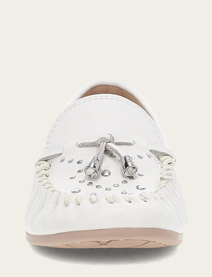 Frye Smart Buy - Women's White Naya Stud Moc Loafers