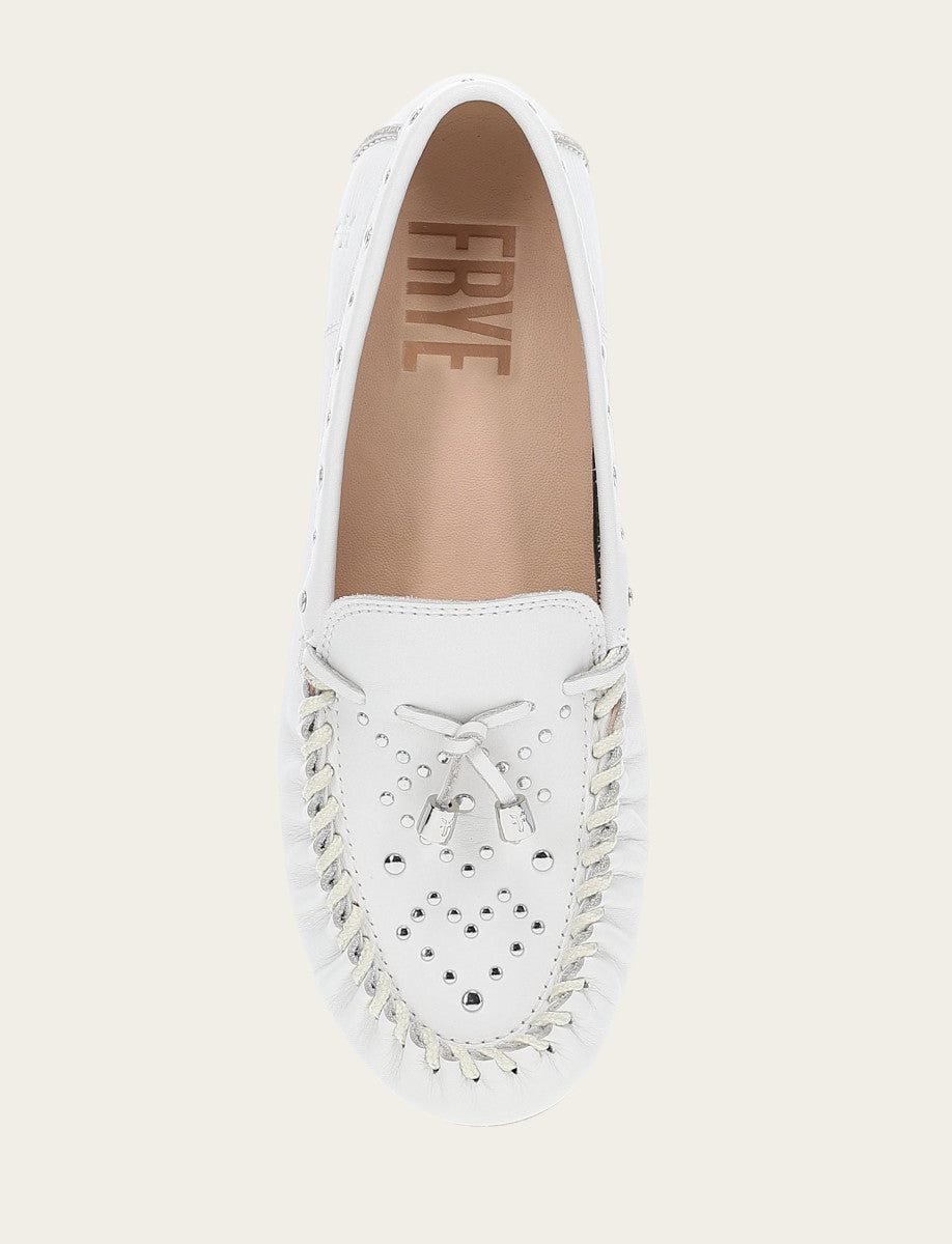 Frye Smart Buy - Women's White Naya Stud Moc Loafers
