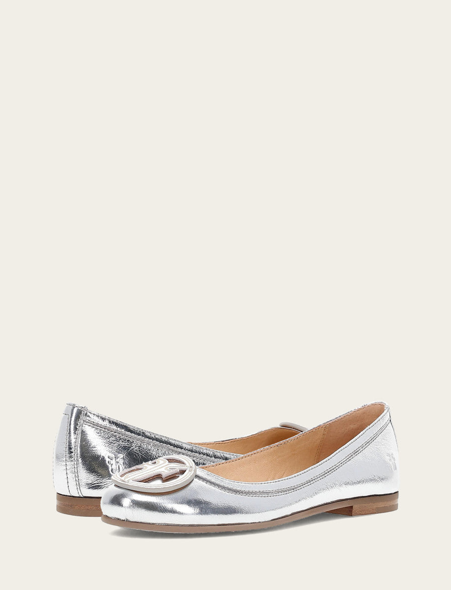 Frye Best Seller - Women's Silver Carson Logo Ballet Flats