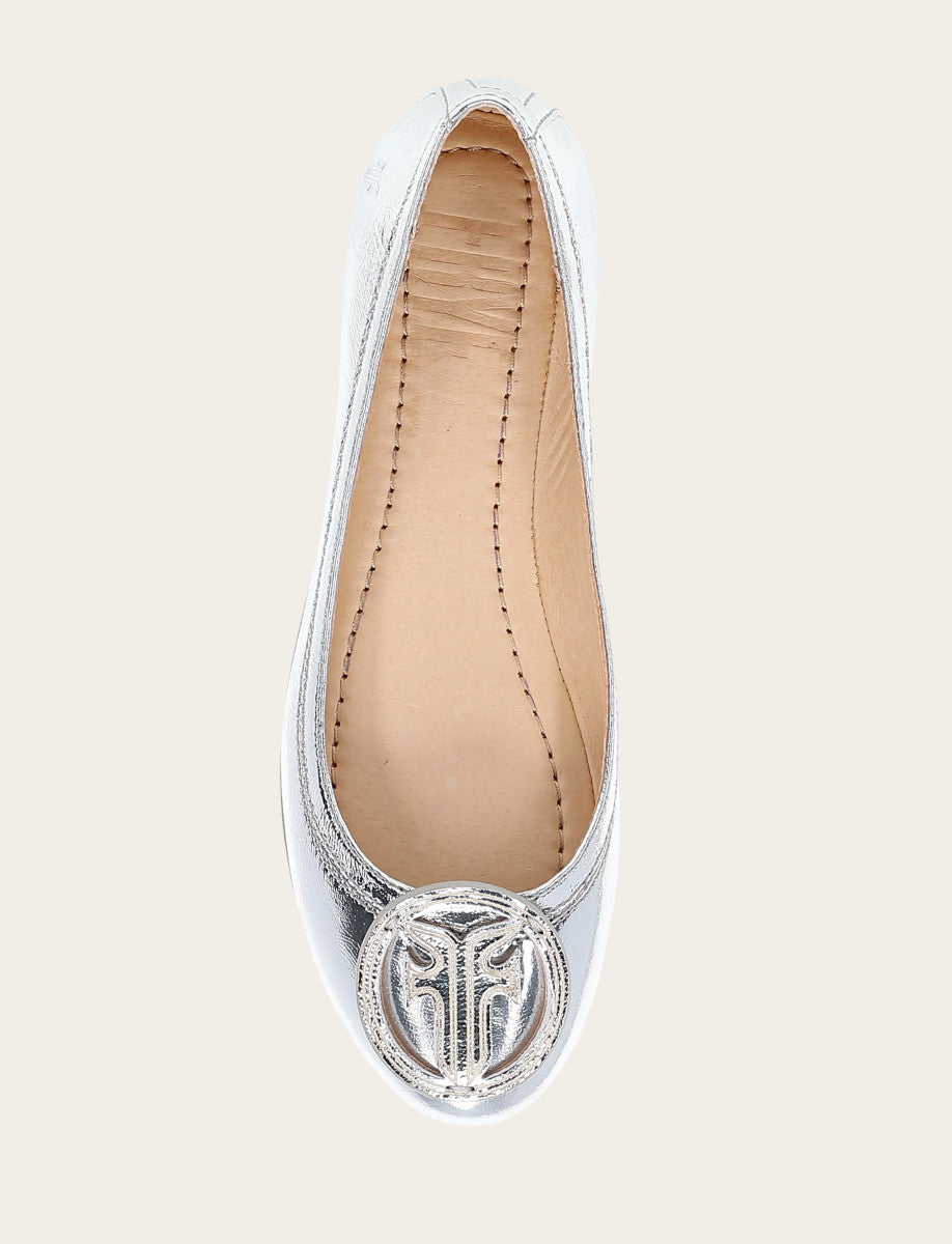 Frye Best Seller - Women's Silver Carson Logo Ballet Flats