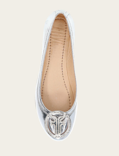 Frye Best Seller - Women's Silver Carson Logo Ballet Flats