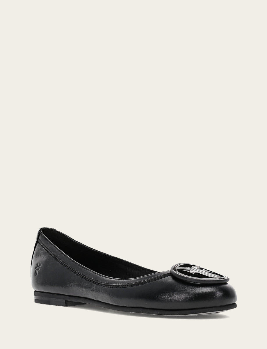 Frye Discount - Women's Black Carson Logo Ballet Flats