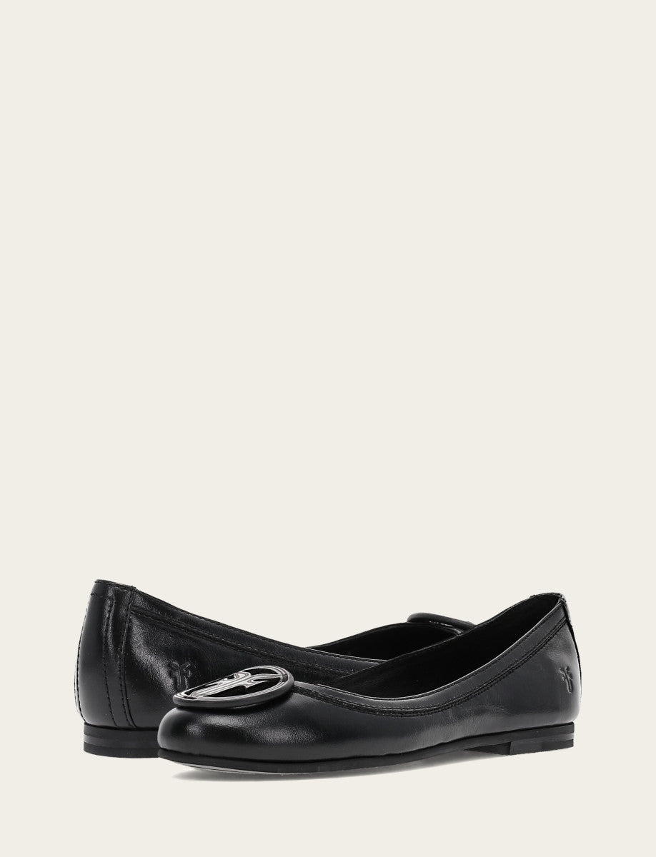 Frye Discount - Women's Black Carson Logo Ballet Flats