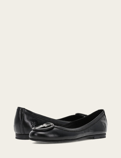 Frye Discount - Women's Black Carson Logo Ballet Flats