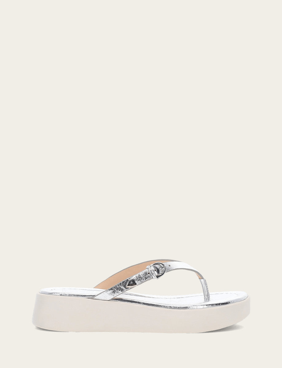 Frye Hot Sale - Women's Silver Maya Buckle Thong Sandals
