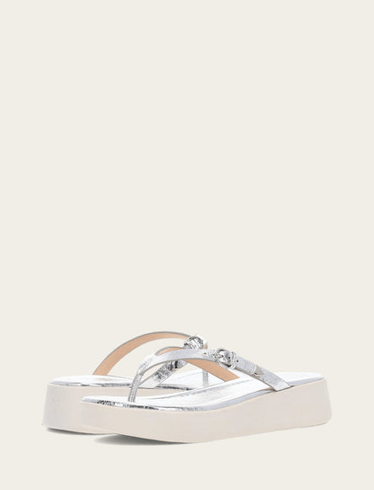 Frye Hot Sale - Women's Silver Maya Buckle Thong Sandals