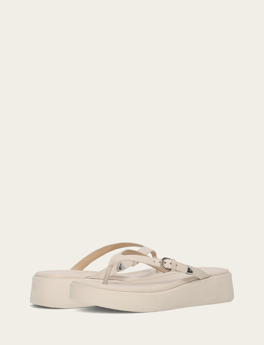 Frye Quality - Women's Ivory Maya Buckle Thong Sandals
