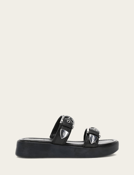 Frye Classic - Women's Black Maya Buckle Sandals