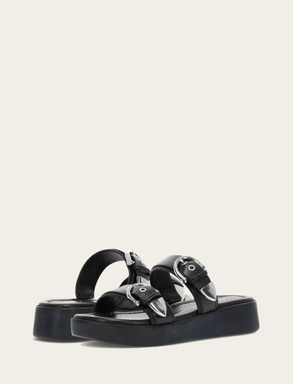 Frye Classic - Women's Black Maya Buckle Sandals