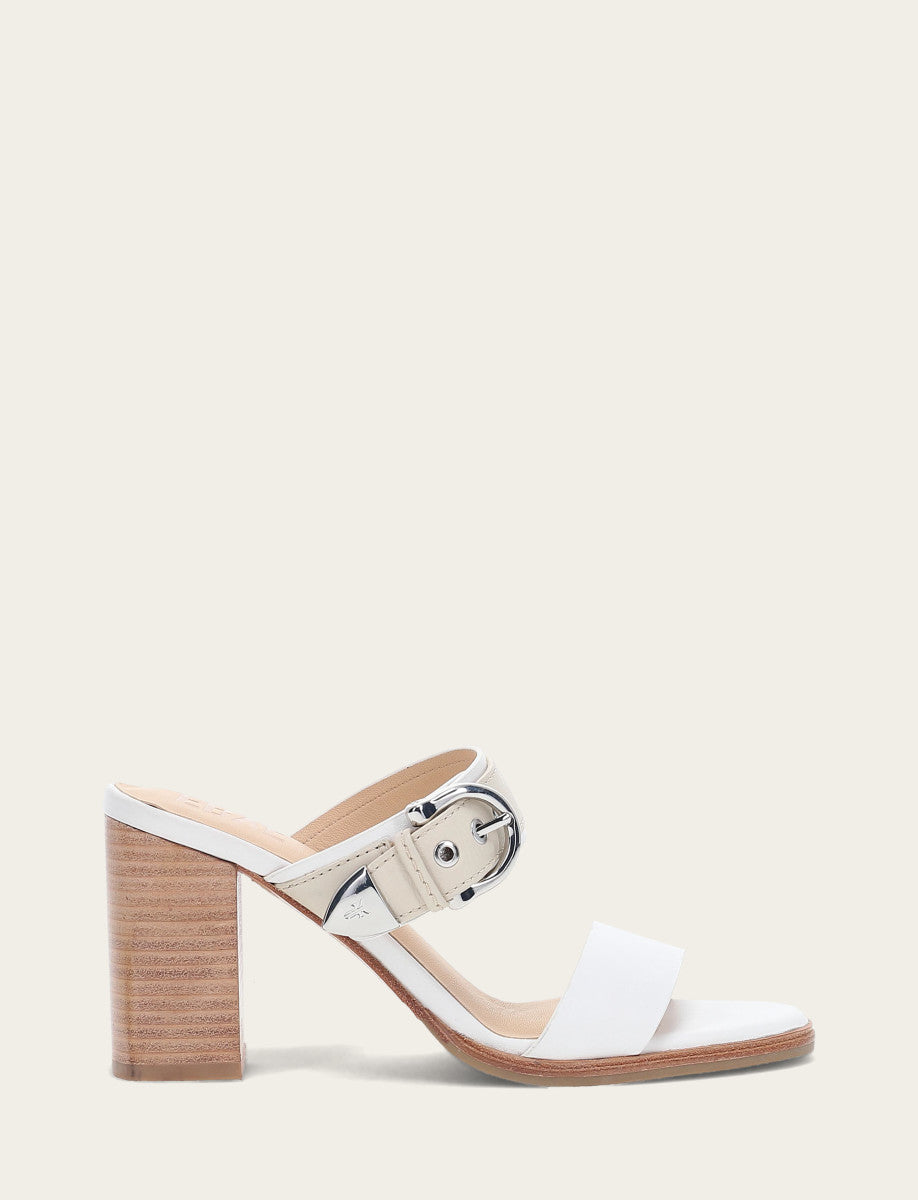 Frye Customer Favorite - Women's White Ivory Stella Buckle Slide Sandals