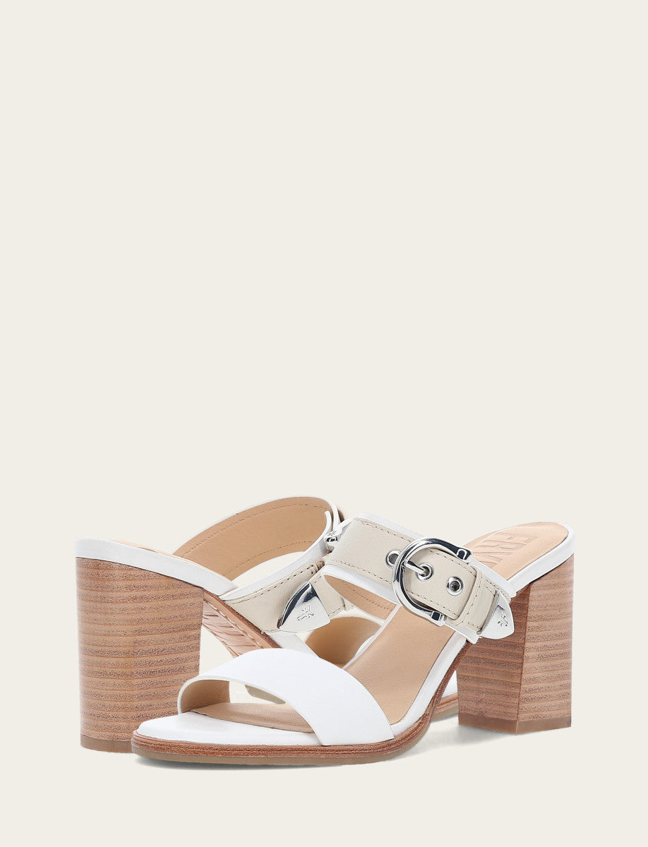 Frye Customer Favorite - Women's White Ivory Stella Buckle Slide Sandals