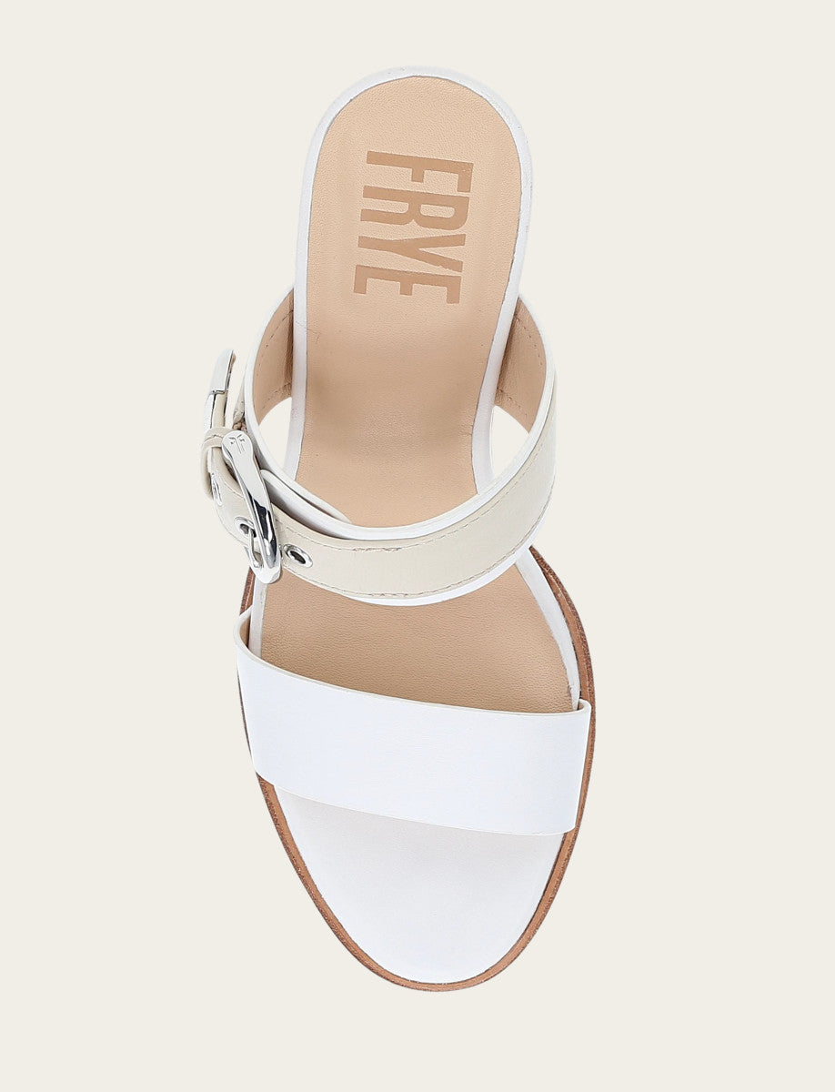 Frye Customer Favorite - Women's White Ivory Stella Buckle Slide Sandals