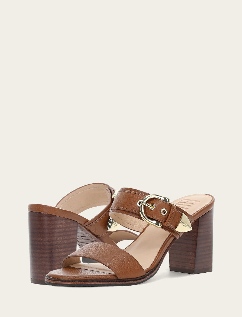 Frye Quality - Women's Dark Latte Stella Buckle Slide Sandals