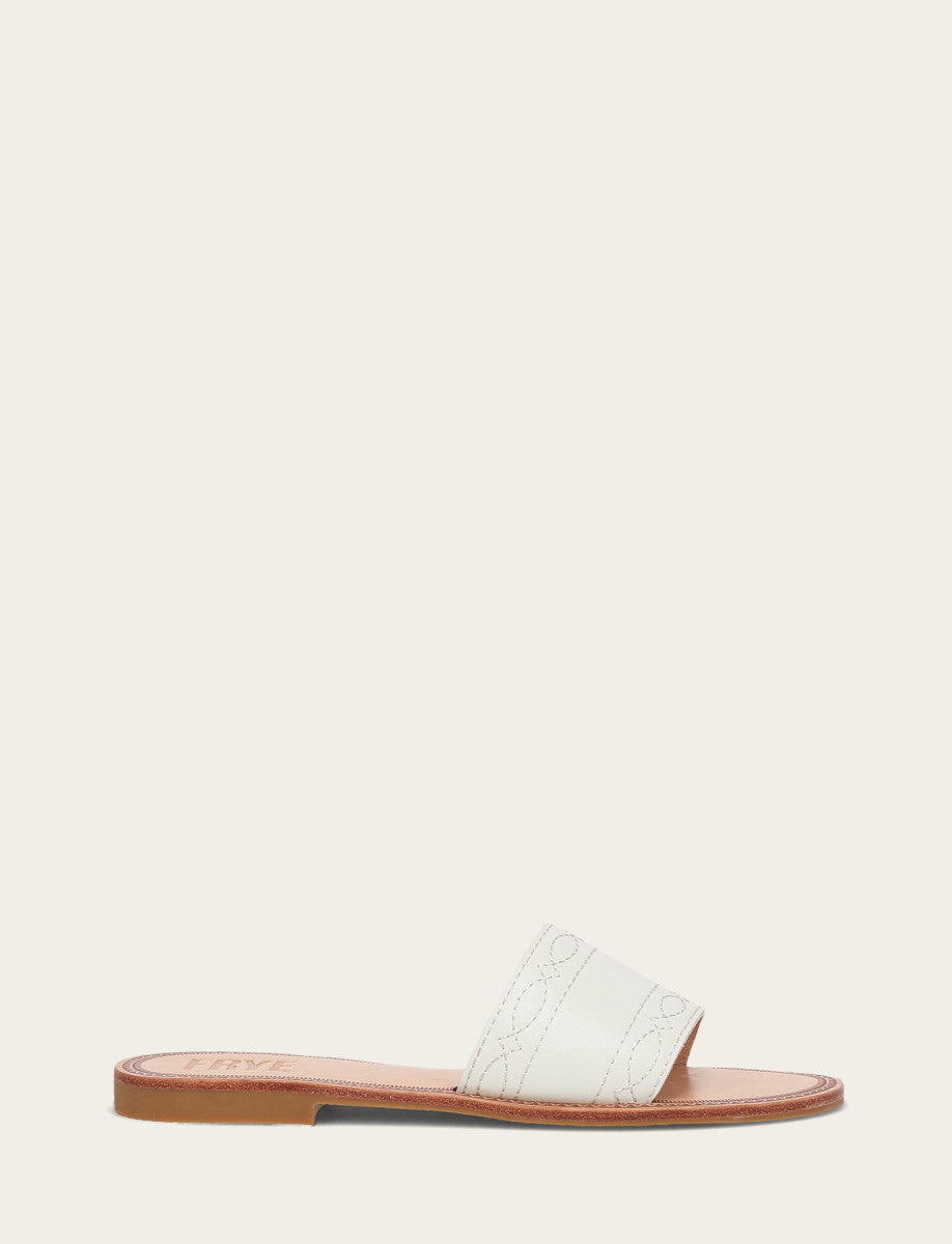 Frye Top Pick - Women's White Ava Woodstock Slide Sandals