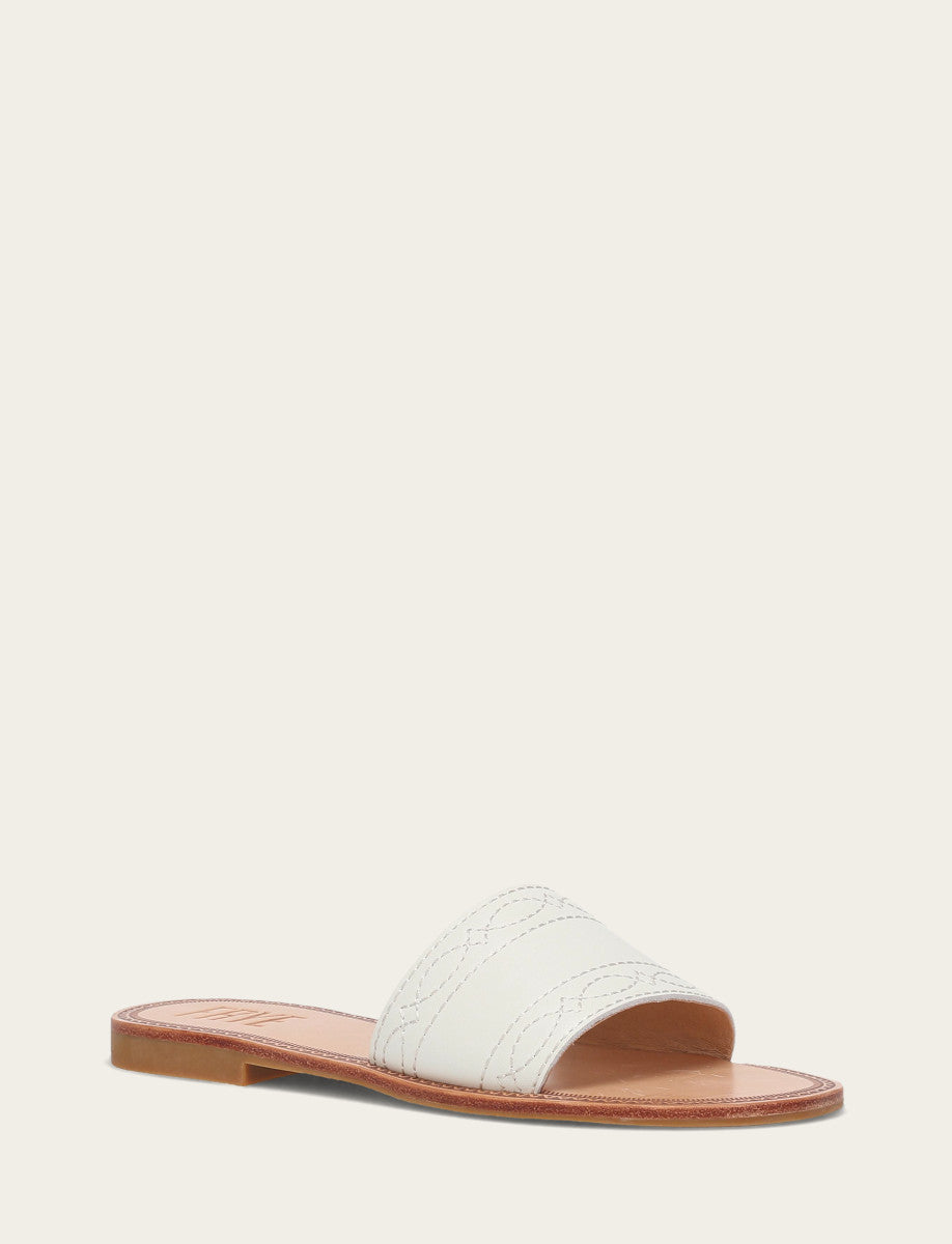 Frye Top Pick - Women's White Ava Woodstock Slide Sandals