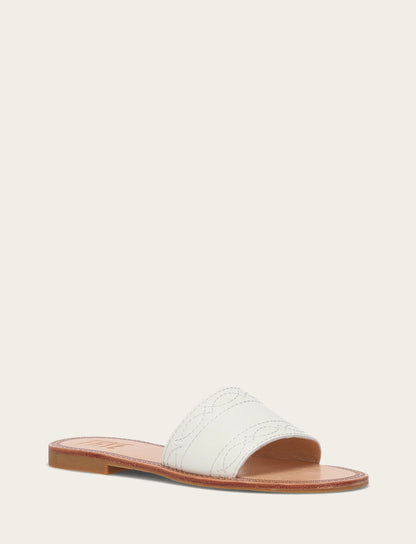 Frye Top Pick - Women's White Ava Woodstock Slide Sandals