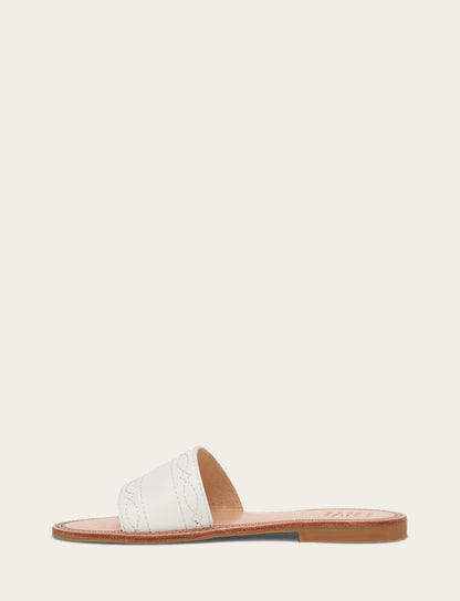 Frye Top Pick - Women's White Ava Woodstock Slide Sandals