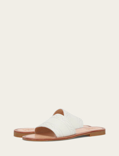 Frye Top Pick - Women's White Ava Woodstock Slide Sandals