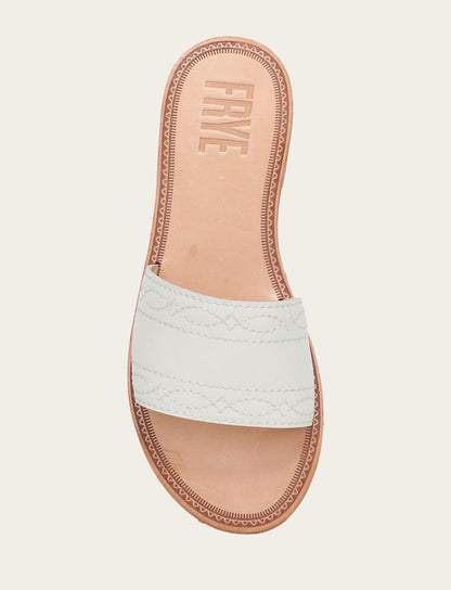 Frye Top Pick - Women's White Ava Woodstock Slide Sandals
