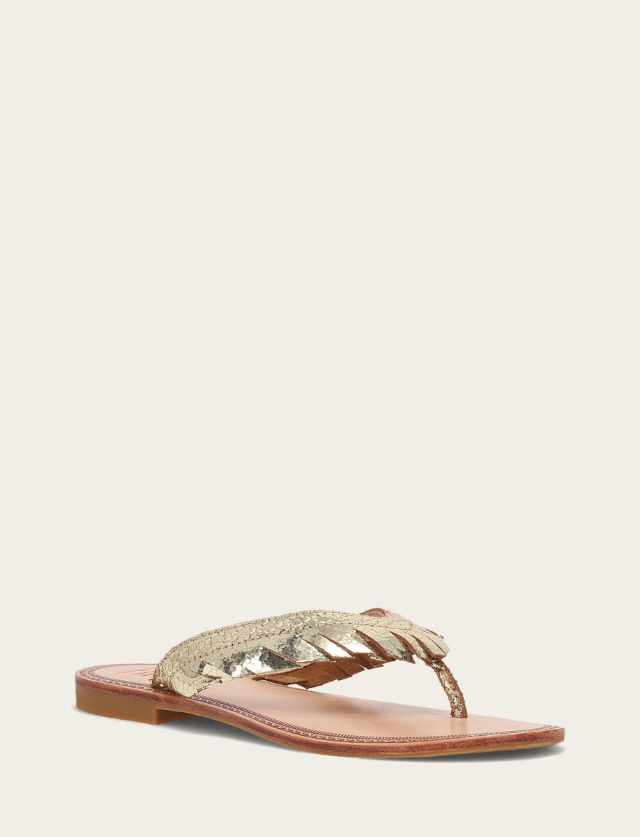 Frye Value - Women's Gold Mirror Ava Fringe Sandals