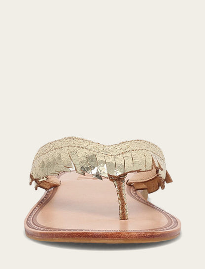 Frye Value - Women's Gold Mirror Ava Fringe Sandals