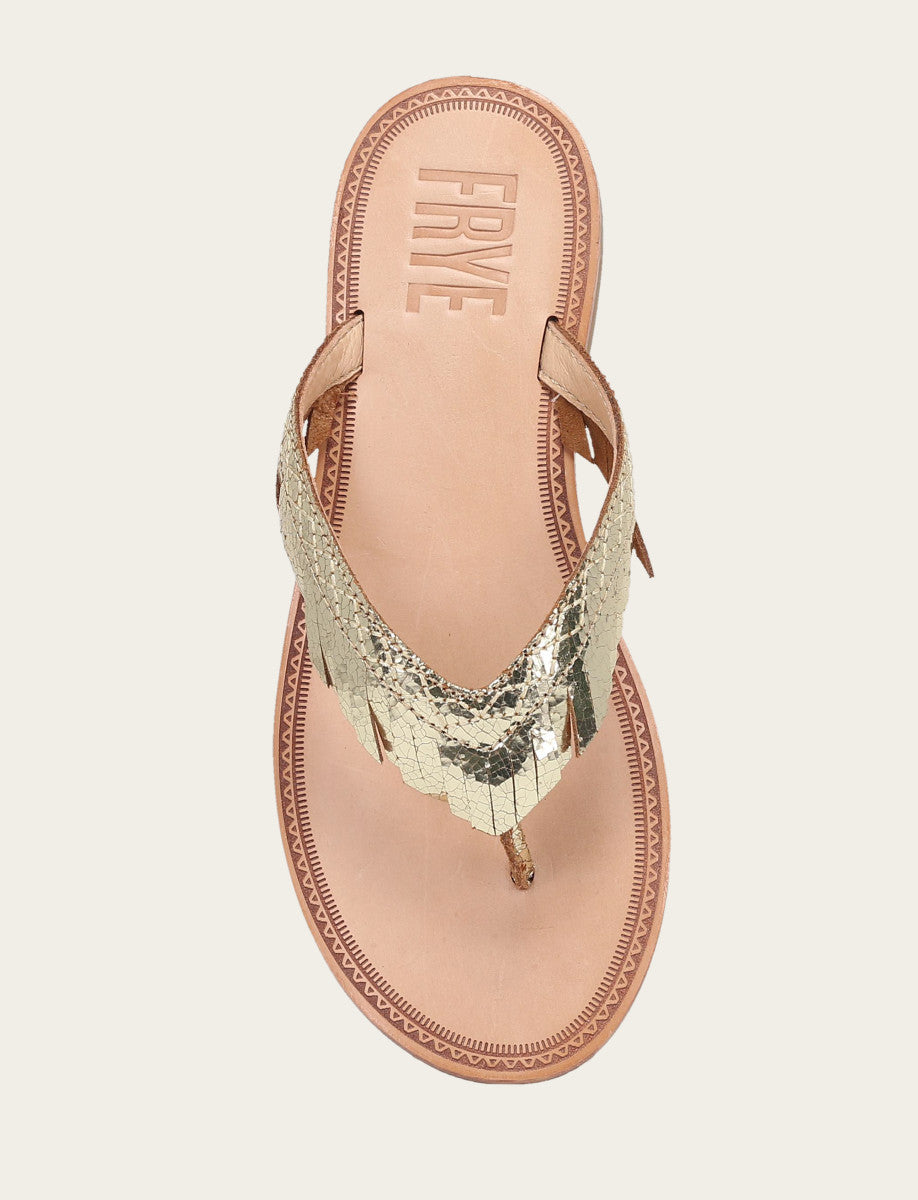 Frye Value - Women's Gold Mirror Ava Fringe Sandals