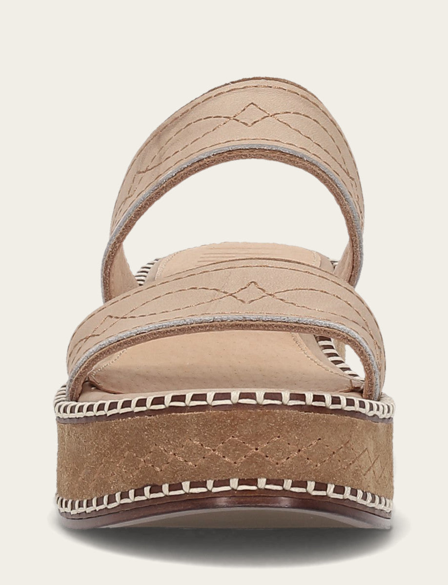 Frye Special Offer - Women's Almond Joy Woodstock 2 Band Platform Slide Sandals
