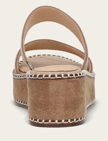 Frye Special Offer - Women's Almond Joy Woodstock 2 Band Platform Slide Sandals