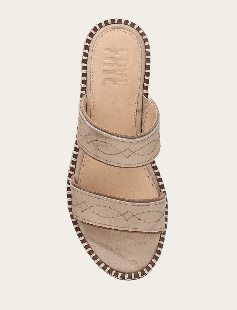 Frye Special Offer - Women's Almond Joy Woodstock 2 Band Platform Slide Sandals
