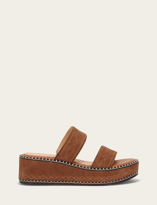 Frye Smart Buy - Women's Bark Joy Woodstock 2 Band Platform Slide Sandals