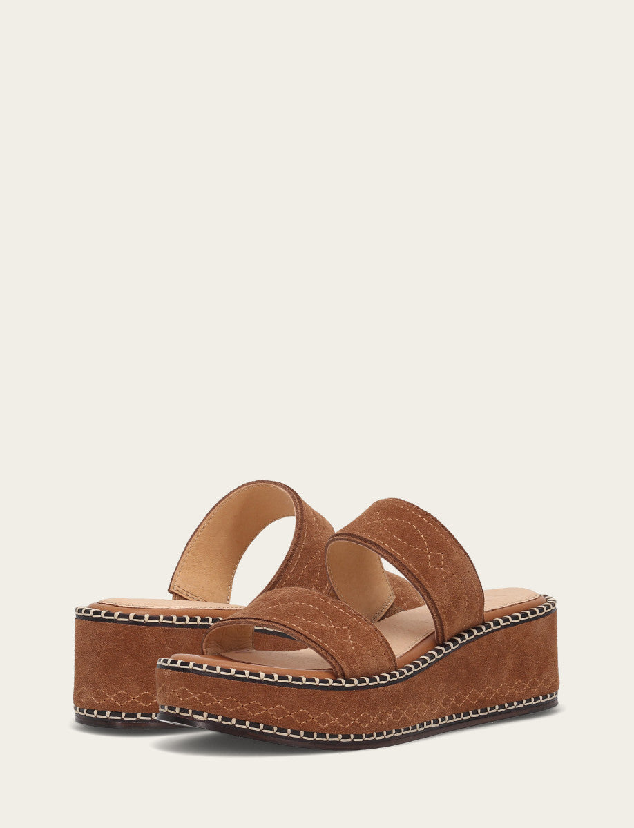 Frye Smart Buy - Women's Bark Joy Woodstock 2 Band Platform Slide Sandals