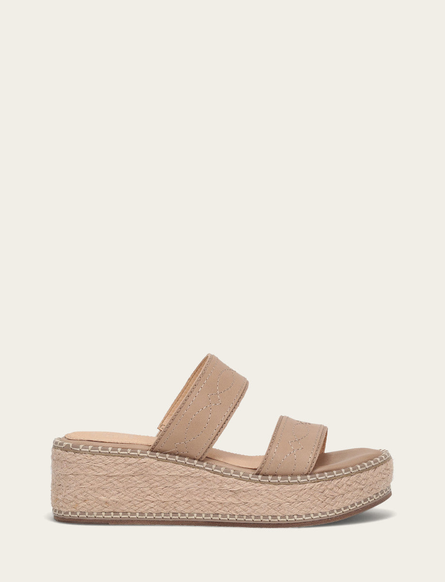 Frye Top Pick - Women's Clay Joy Woodstock 2 Band Platform Slide Sandals