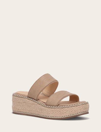 Frye Top Pick - Women's Clay Joy Woodstock 2 Band Platform Slide Sandals