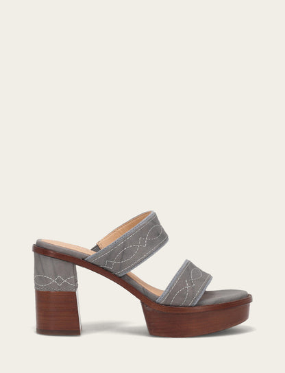 Frye Smart Buy - Women's Grey Sky Pipa Woodstock 2 Band Platform Sandals