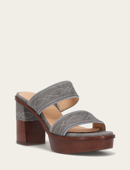 Frye Smart Buy - Women's Grey Sky Pipa Woodstock 2 Band Platform Sandals