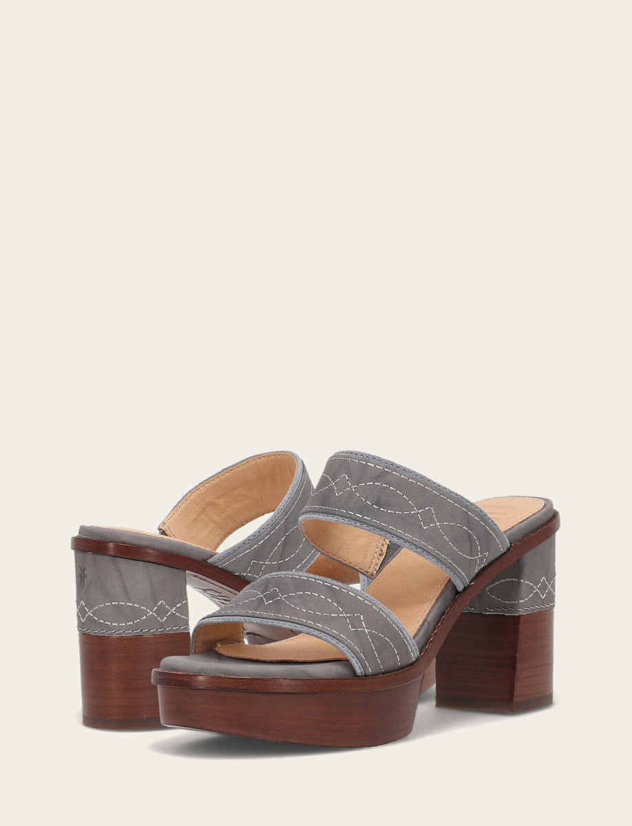 Frye Smart Buy - Women's Grey Sky Pipa Woodstock 2 Band Platform Sandals