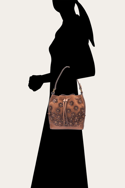 Frye Everyday - Cognac Melissa Floral Convertible Bucket
