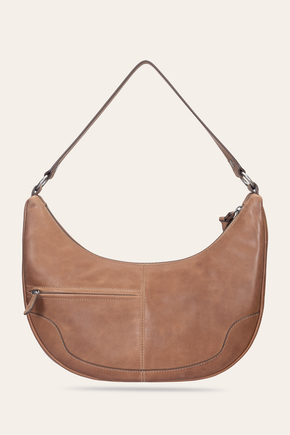 Frye Latest - Melissa Beige Crescent Hobo