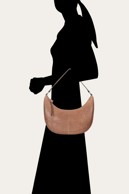 Frye Latest - Melissa Beige Crescent Hobo